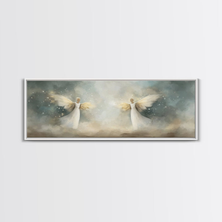 Glory Among Clouds | Framed Canvas Print | Christian Wall Art | Panoramic Art | Christian Art Canvas | Christmas Art | Modern Christian Art