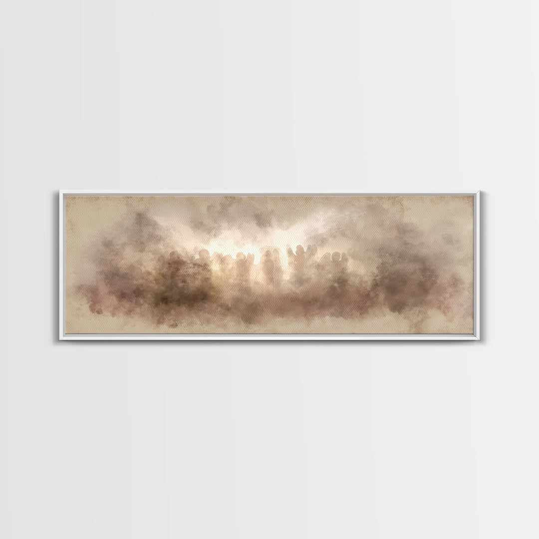 Heaven’s Gentle Heralds | Framed Canvas Print | Christian Art Canvas | Panoramic Frame | Christian Wall Art | Christmas Art Work | Subtle C