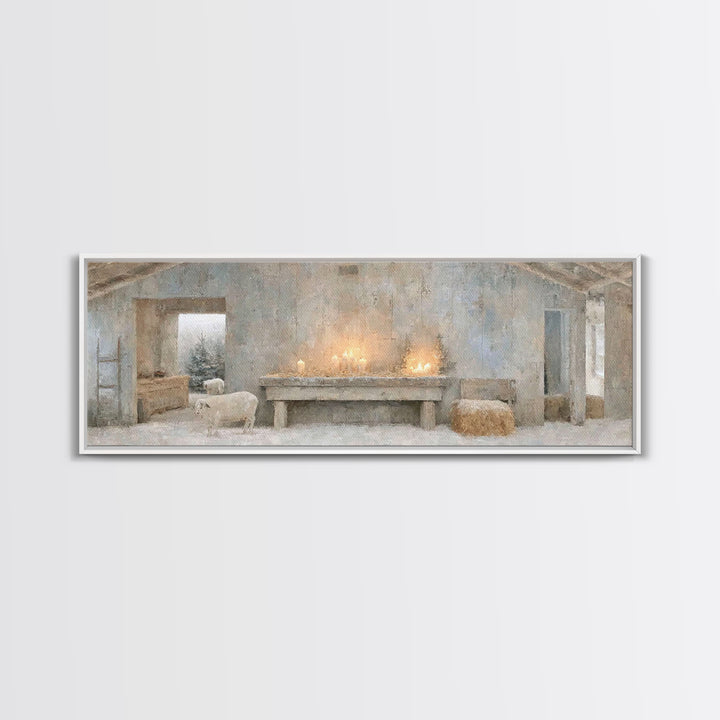 Shepherds’ Quiet Shelter | Framed Canvas Print | Panoramic Art | Christian Wall Art | Christian Art Canvas | Christmas Art | Christian Chri
