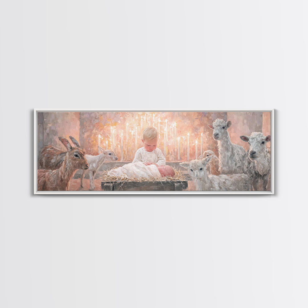 Infant Light Blessing – Framed Canvas Print – Christian Art Canvas – Panoramic Painting – Christmas Wall Art – Christian Art – Christmas Ar