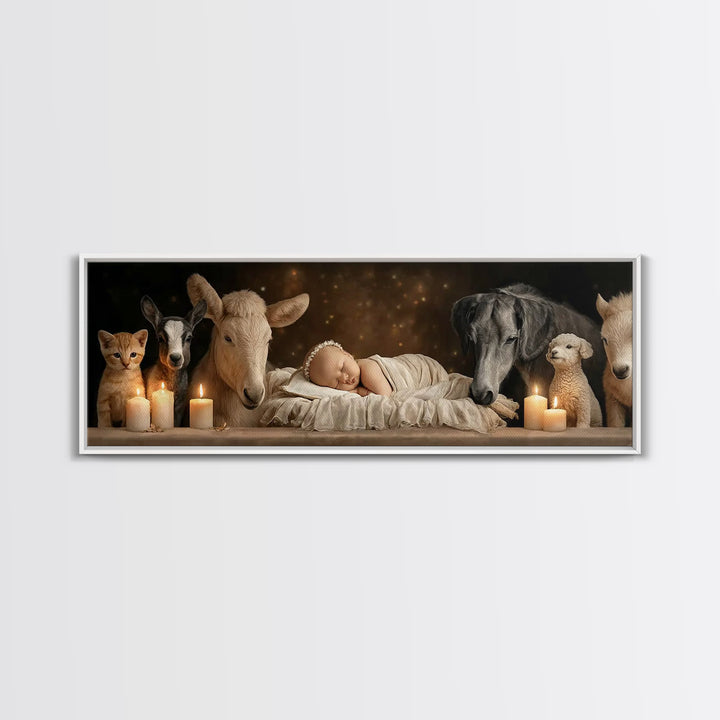 Holy Night Watch | Framed Canvas Print | Panoramic Art | Christian Wall Art | Christian Art Canvas | Christmas Art | Modern Christian Art
