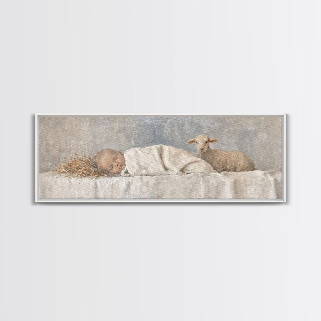 Shepherds Calm Light – Framed Canvas Print – Christian Art Canvas – Christian Wall Art – Christmas Art Work – Panoramic Print – Nativity