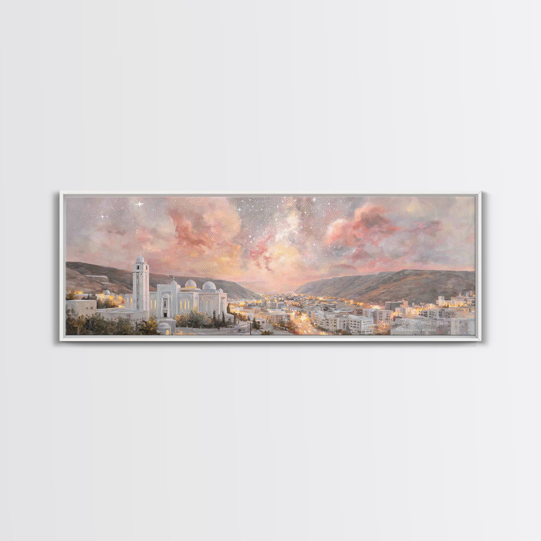 Nazareth Night Sky, Framed Canvas Print, Christian Art Canvas, Jesus Painting, Christmas Wall Art, Panoramic Print, Christian Gift