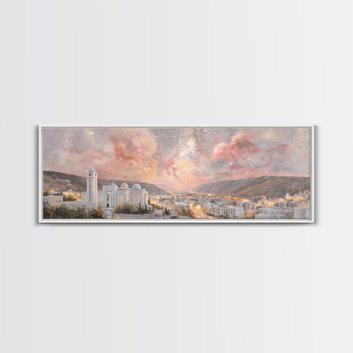 Nazareth Night Sky, Framed Canvas Print, Christian Art Canvas, Jesus Painting, Christmas Wall Art, Panoramic Print, Christian Gift