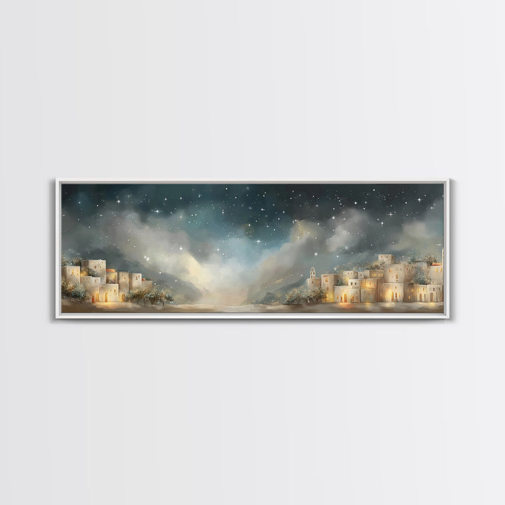 Guiding Star Path - Framed Canvas Print - Christian Art Print - Christmas Art Work - Jesus Canvas Art - Panoramic Wall Art - Christian Deco