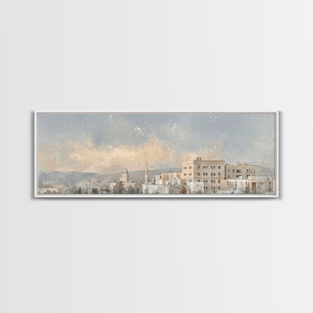 Temple Valley Glow | Framed Canvas Print | Christian Wall Art | Christian Art Canvas | Christmas Art Prints | Panoramic Art | Christian Gif