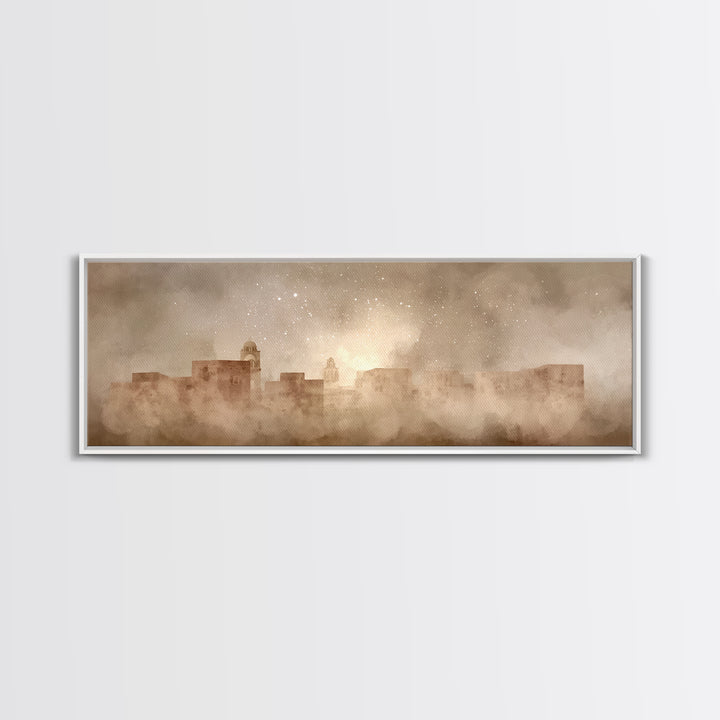 Bethlehem Dawn Haze, Framed Canvas Print, Christian Wall Art, Christian Art Canvas, Christmas Art Work, Panoramic Art, Christian Gift