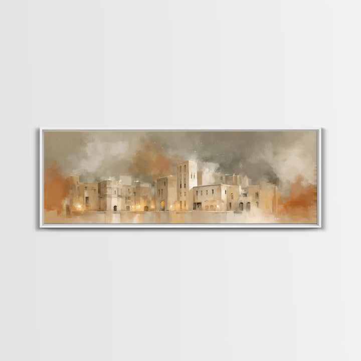 City of Promise – Framed Canvas Print – Christian Christmas Art – Christmas Wall Art – Christian Art Canvas – Panoramic Painting – Christia