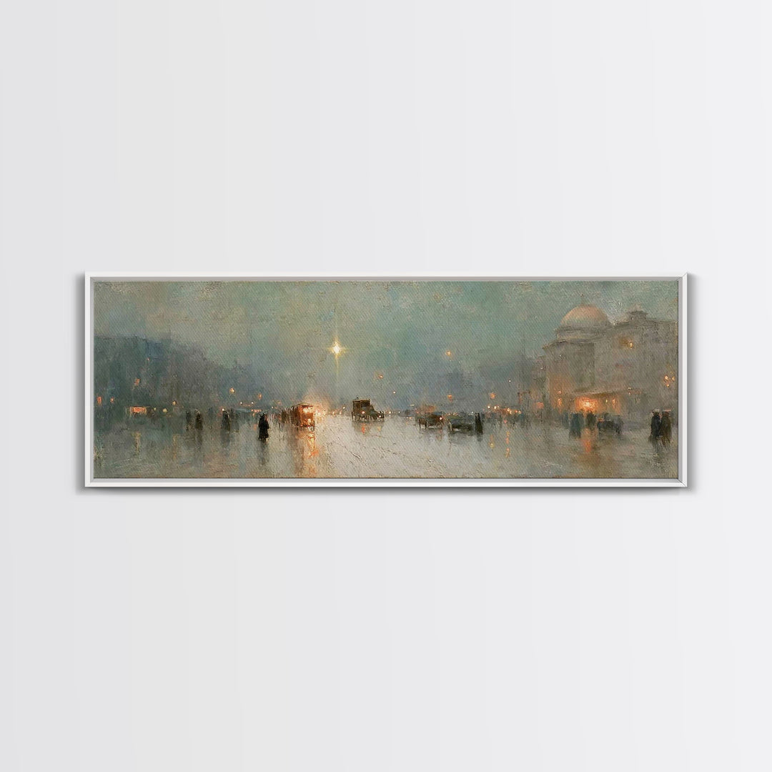 Midnight Star Road – Framed Canvas Print – Christmas Art Prints – Christian Wall Art – Christian Art Canvas – Panoramic Frame – Christian A