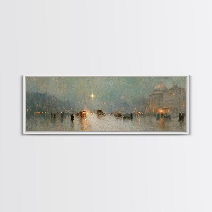 Midnight Star Road – Framed Canvas Print – Christmas Art Prints – Christian Wall Art – Christian Art Canvas – Panoramic Frame – Christian A