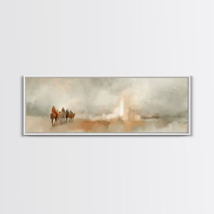 Holy Path Wanderers, Framed Canvas Print, Christian Christmas Art, Christian Art Canvas, Christmas Wall Art, Panoramic Painting, Christian