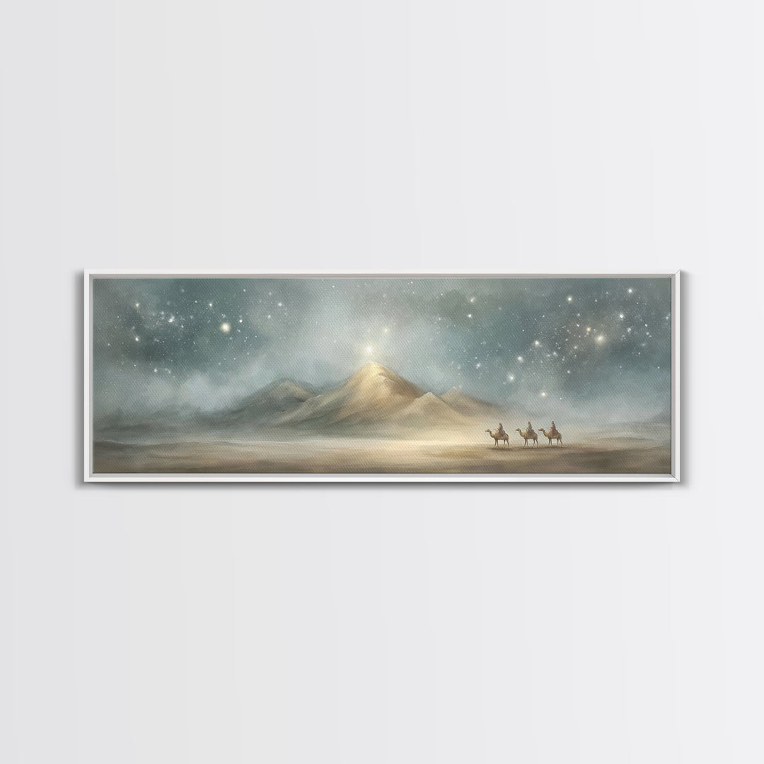 Guided By Heaven – Framed Canvas Print – Christian Art – Christmas Art Prints – Panoramic Art – Christian Art Canvas – Christian Christmas