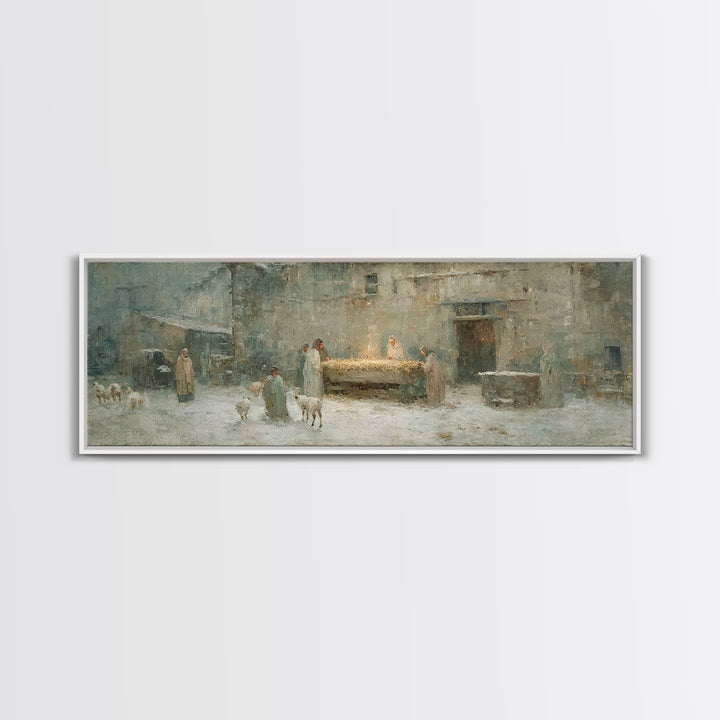Dawn Of The Savior | Framed Canvas Print | Panoramic Painting | Christian Wall Art | Christian Art Canvas | Christmas Art | Framed Christma