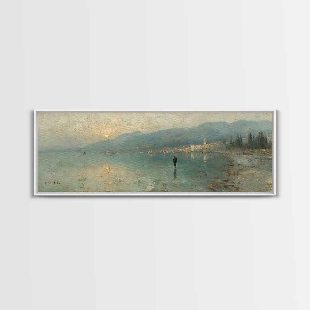Eternal Dawn Walk – Framed Canvas Print – Christian Art Canvas – Jesus Painting – Panoramic Wall Art – Christian Christmas Art – Christian