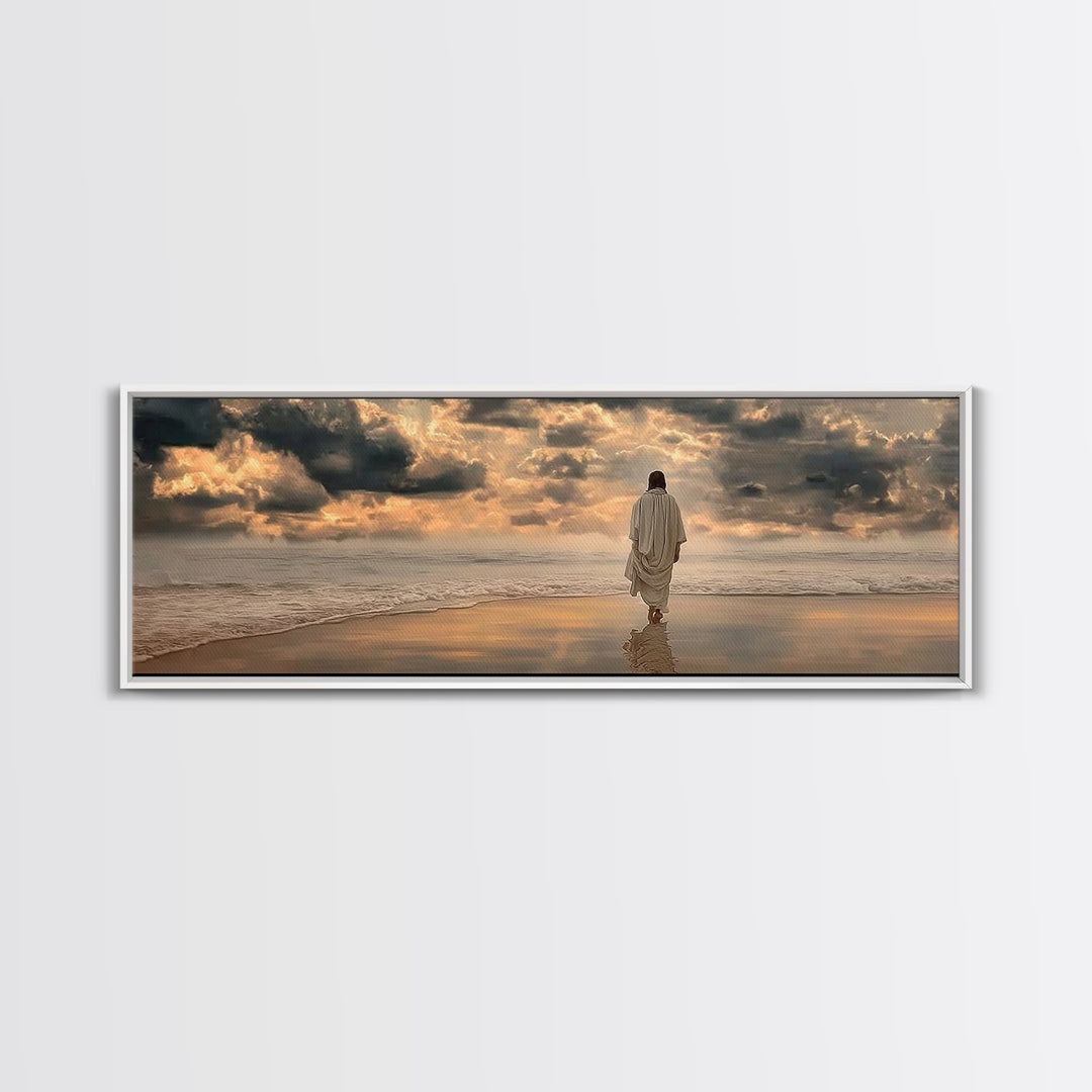 Sacred Morning Light | Framed Canvas Print | Christian Wall Art | Modern Jesus Art | Panoramic Painting | Christian Art Print | Christmas A