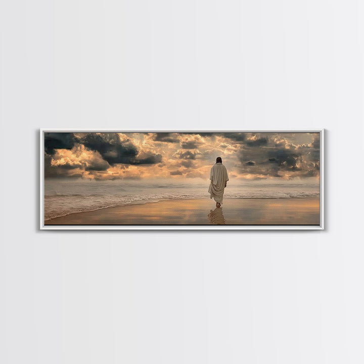Sacred Morning Light | Framed Canvas Print | Christian Wall Art | Modern Jesus Art | Panoramic Painting | Christian Art Print | Christmas A