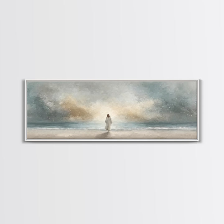 Guiding Peace Horizon, Framed Canvas Print, Christian Art Print, Jesus Painting Canvas, Panoramic Frame, Christian Christmas Art, Christian