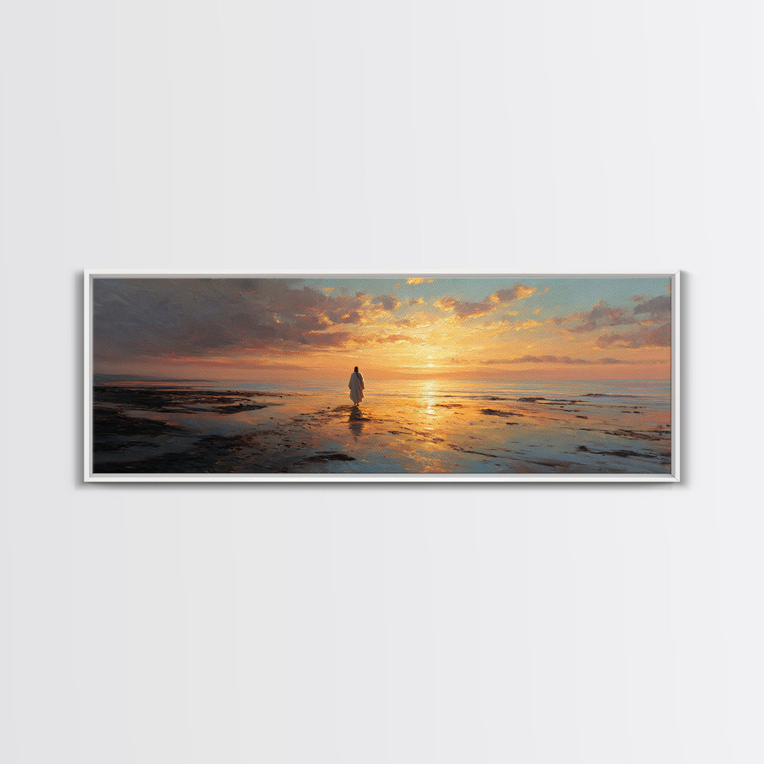 Celestial Tide Journey – Framed Canvas Print – Christian Wall Art – Jesus Canvas Art – Panoramic Painting – Large Christian Art – Christmas