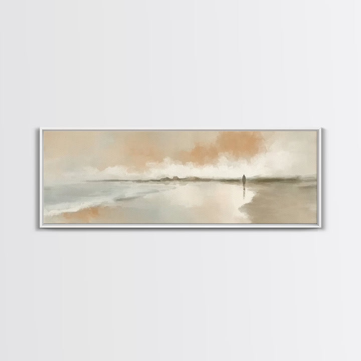 Holy Quiet Shore, Framed Canvas Print, Christian Art Work, Jesus Painting, Panoramic Print, Subtle Christian Art, Christmas Wall Art