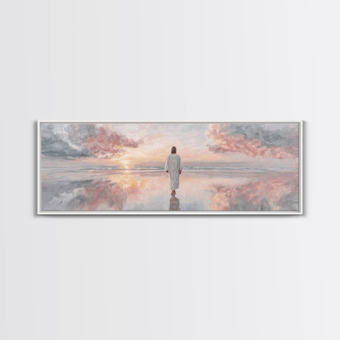 Radiant Promise Sky – Framed Canvas Print – Christian Art Painting – Jesus Art Print – Panoramic Wall Art – Modern Christian Art – Christma