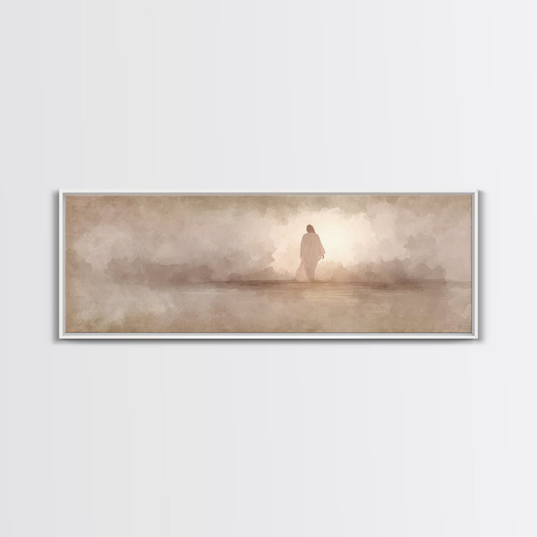 Still Waters Grace | Framed Canvas Print | Christian Paintings | Jesus Canvas Art | Panoramic Painting | Christian Decor | Christmas Art