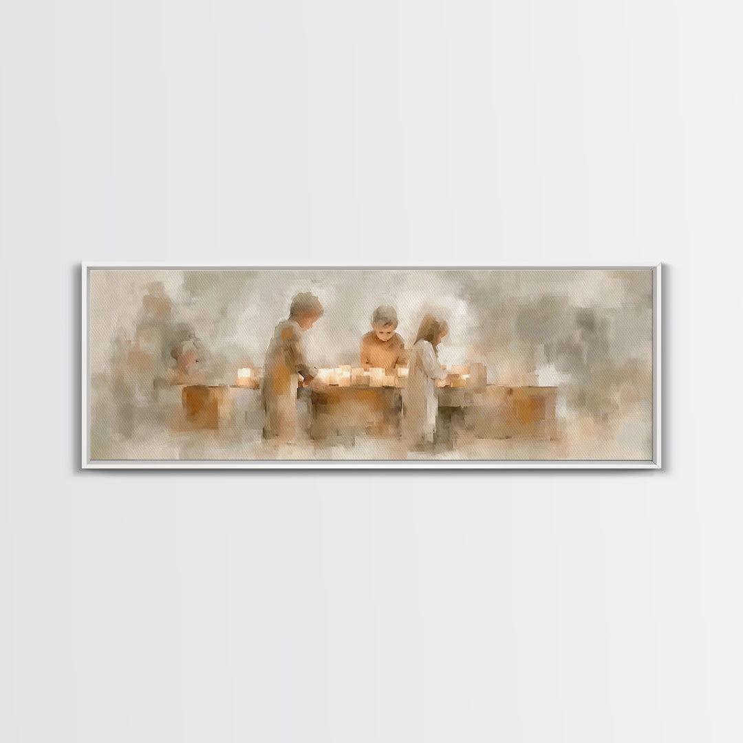 Children Of Light, Framed Canvas Print, Christian Wall Art, Christian Art Canvas, Panoramic Art, Christmas Art Work, Christian Gift