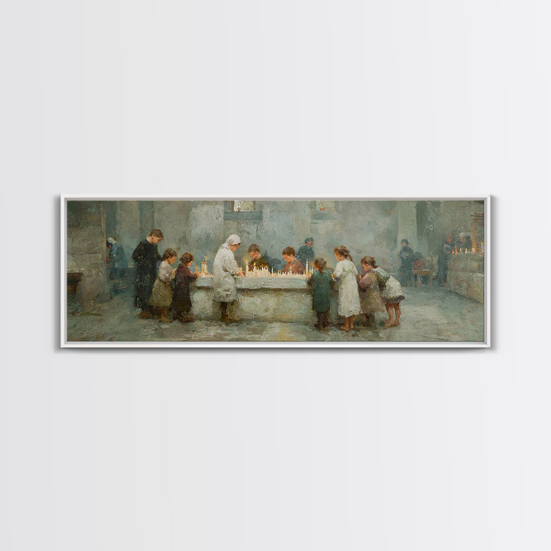 Gathered In Grace | Framed Canvas Print | Christian Art Canvas | Christmas Art | Panoramic Painting | Christian Wall Art | Christian Christ