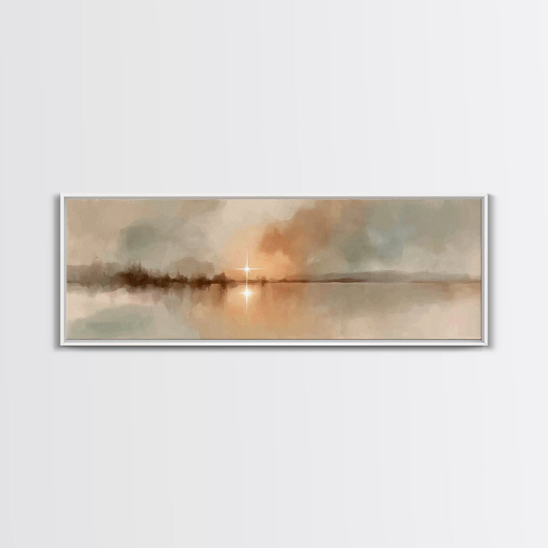 Evening Star Reflection | Framed Canvas Print | Panoramic Frame | Christian Wall Art | Christian Art Canvas | Christmas Art | Moody Christm