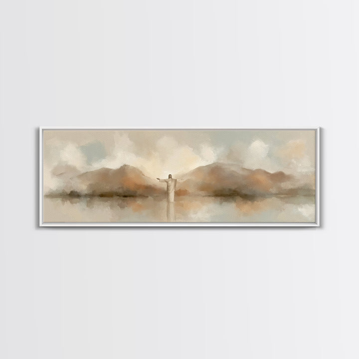 Still Waters Blessing, Framed Canvas Print, Panoramic Art, Christian Wall Art, Christian Art, Jesus Painting