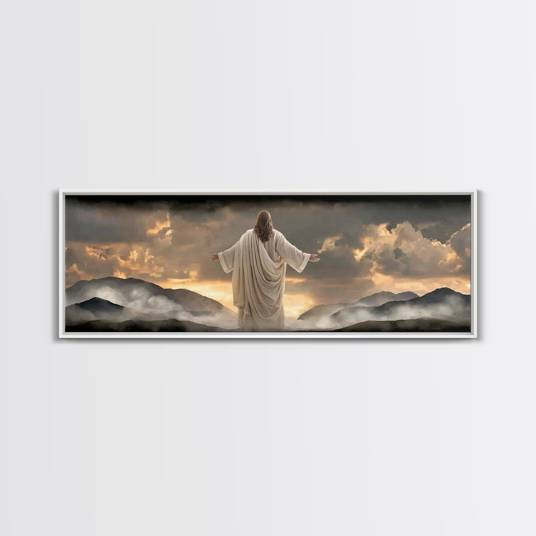 Pasture Of Gentle Hope | Framed Canvas Print | Panoramic Wall Art | Christian Art | Jesus Painting | Christian Art Canvas