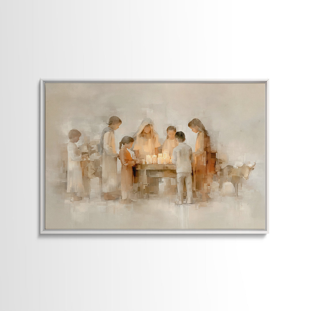 Gathered In Grace – Framed Canvas Print – Christmas Art – Christian Art Canvas – Christian Wall Art – Christian Christmas Art – Christian G