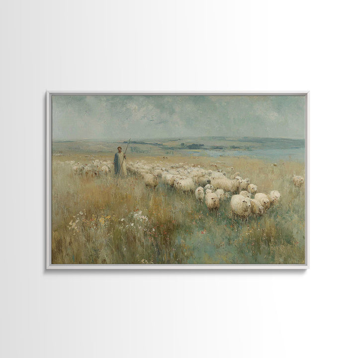 Shepherds Of Peace - Framed Canvas Print - Christian Wall Art - Christian Art Canvas - Pastoral Scenery - Christian Gift - Jesus Painting