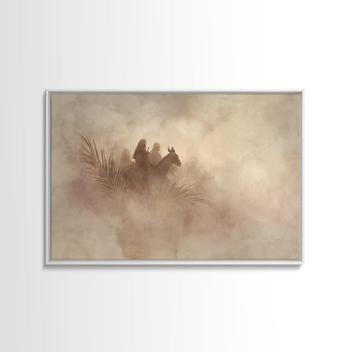 Palm Dawn Reverence - Framed Canvas Print - Christian Art Canvas - Jesus Painting - Christian Wall Art - Christian Christmas Art - Christia