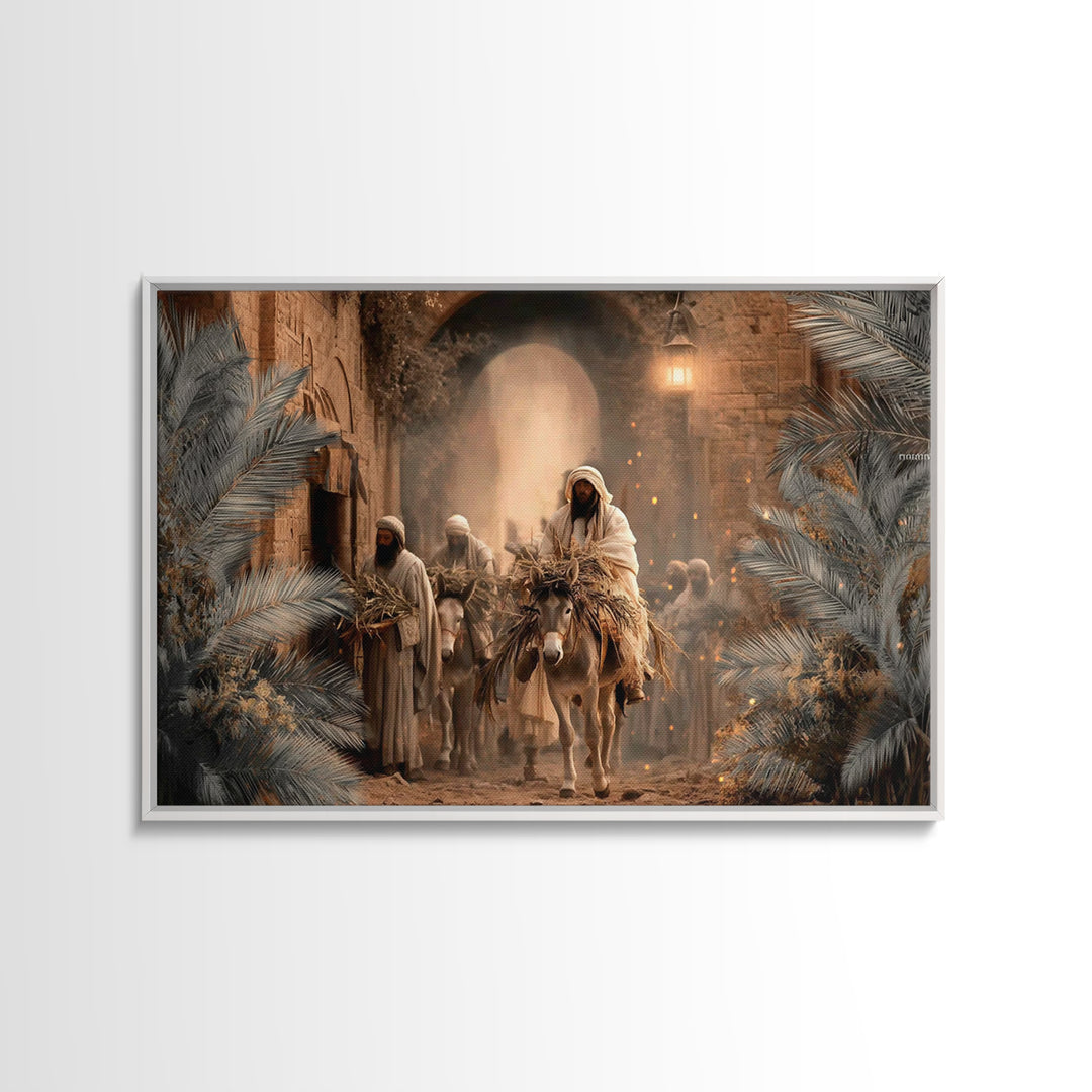Entry Of Peace - Framed Canvas Print - Christian Art Canvas - Christian Wall Art - Jesus Painting - Christmas Art Prints - Christian Decor