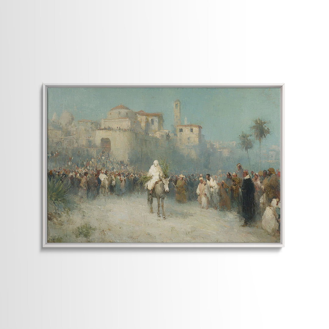 Palm Path Journey - Framed Canvas Print - Christian Art Canvas - Christian Christmas Art - Jesus Painting - Christian Wall Art - Christian