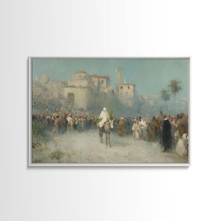 Palm Path Journey - Framed Canvas Print - Christian Art Canvas - Christian Christmas Art - Jesus Painting - Christian Wall Art - Christian