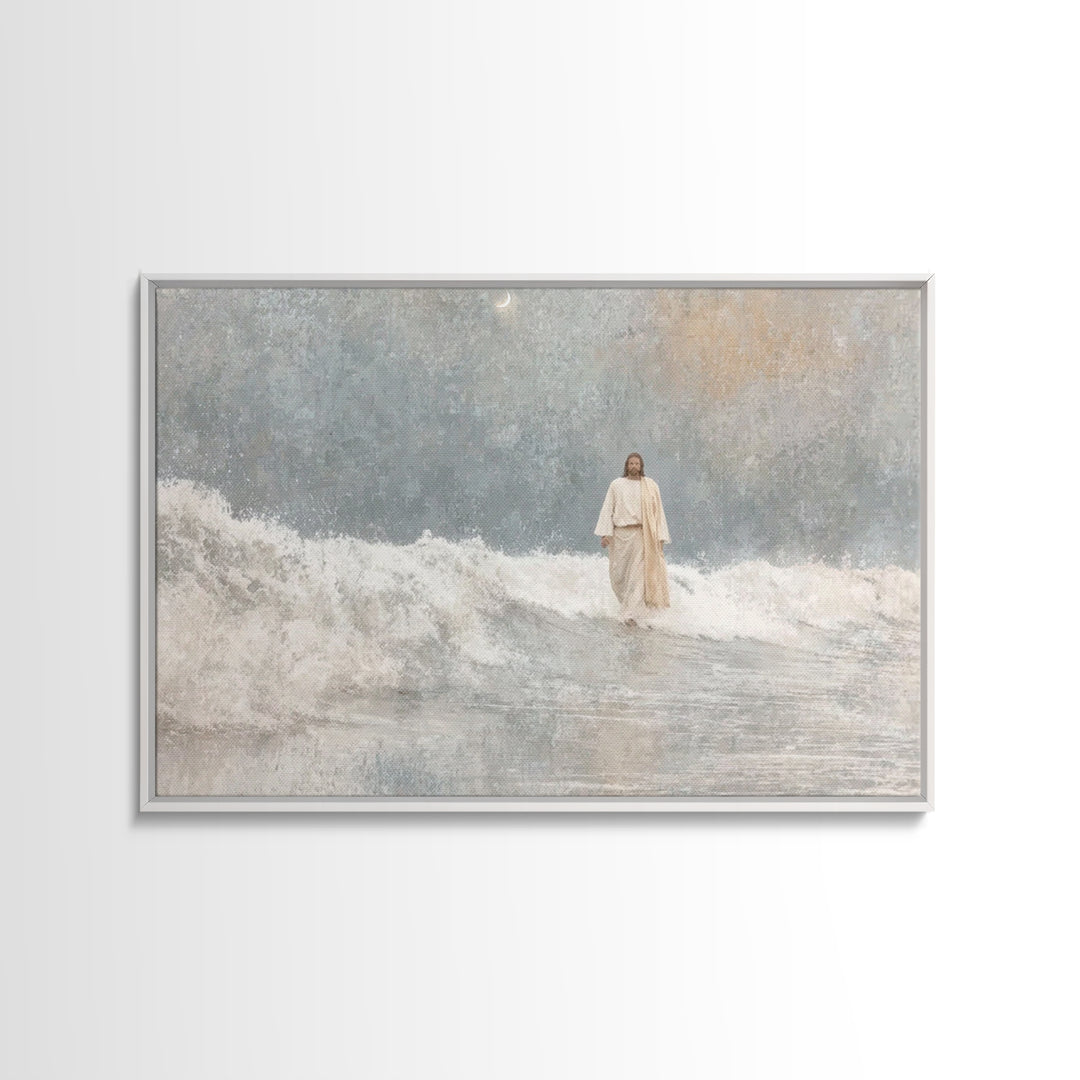 Waves Of Mercy – Framed Canvas Print – Christian Wall Art – Jesus Painting – Christian Art Canvas – Christian Christmas Art