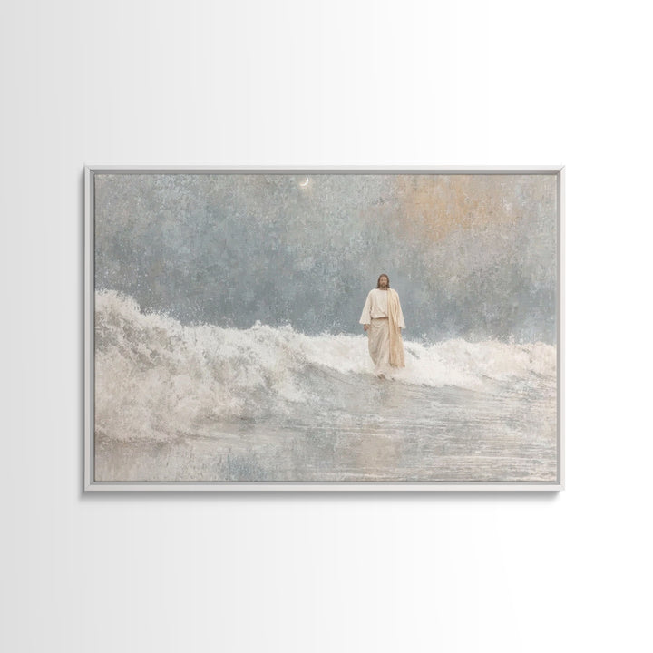 Waves Of Mercy – Framed Canvas Print – Christian Wall Art – Jesus Painting – Christian Art Canvas – Christian Christmas Art