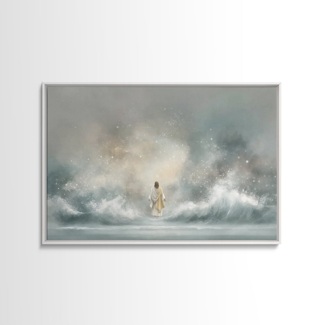Moonlit Promise – Framed Canvas Print – Christian Art Canvas – Christian Wall Art – Jesus Painting – Large Christian Painting – Christmas A