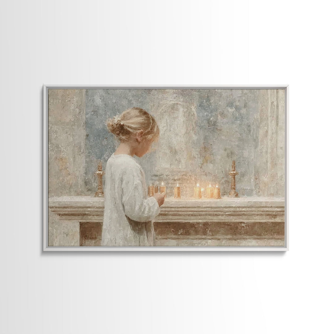 Gentle Altar Glow – Framed Canvas Print – Christian Wall Art – Subtle Christian Art – Christian Art Canvas – Christian Gift