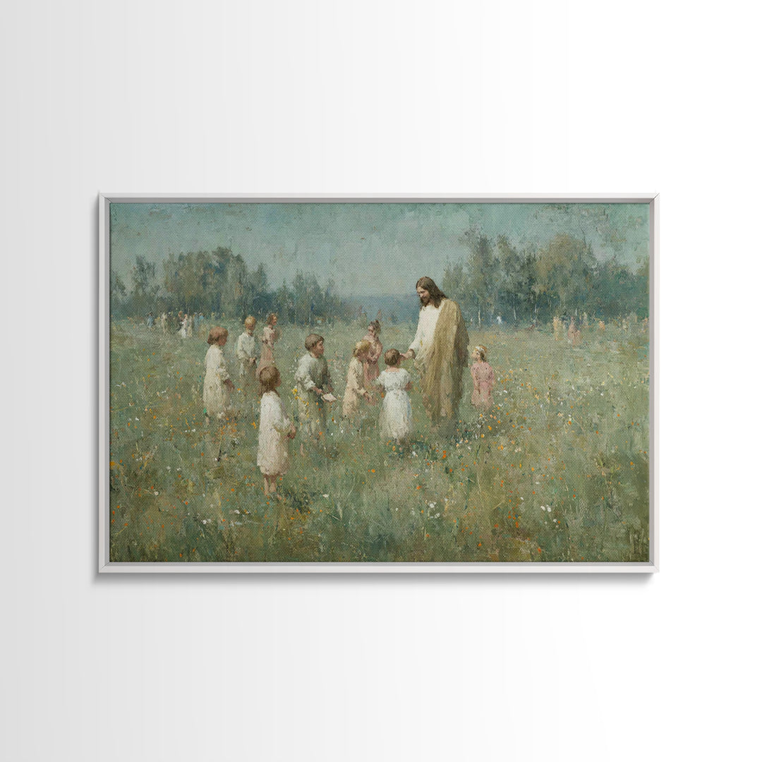 Pasture Of Peace – Framed Canvas Print – Christian Art – Christian Wall Art – Jesus Painting – Christian Art Canvas – Christmas Art Prints