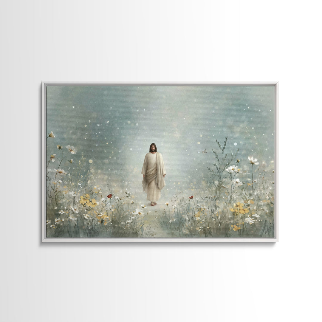 Heavenly Walk, Framed Canvas Print, Christian Wall Art, Christian Art Canvas, Jesus Painting, Modern Christian Art, Christian Christmas Art