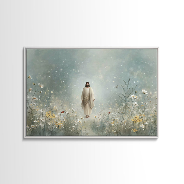 Heavenly Walk, Framed Canvas Print, Christian Wall Art, Christian Art Canvas, Jesus Painting, Modern Christian Art, Christian Christmas Art