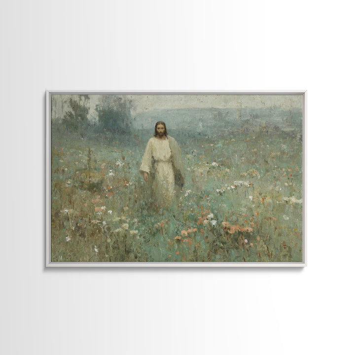 Silent Meadow – Framed Canvas Print – Christian Wall Art – Christian Art Canvas – Jesus Painting – Moody Christian Art – Christmas Art Prin