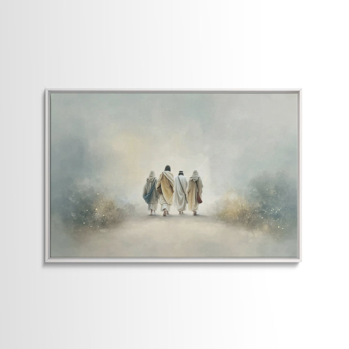 Walk Of Fellowship, Framed Canvas Print, Christian Art Canvas, Christian Wall Art, Jesus Painting, Christian Art, Modern Christian Painting