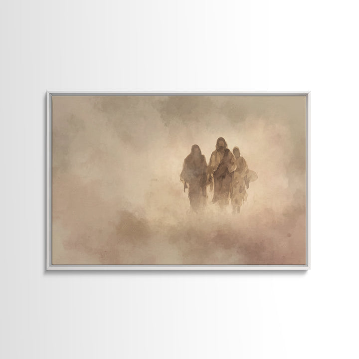 Pilgrim Companions – Framed Canvas Print – Christian Wall Art – Jesus Painting – Christian Art Canvas – Abstract Christian Art – Christian