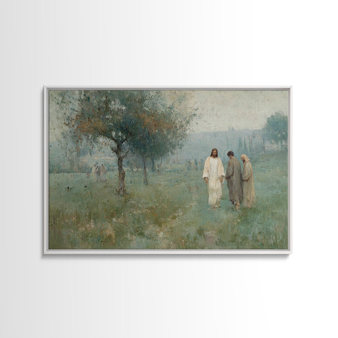 Garden Walk Light – Framed Canvas Print – Christian Wall Art – Jesus Painting – Christian Art Canvas – Modern Christian Painting – Christia