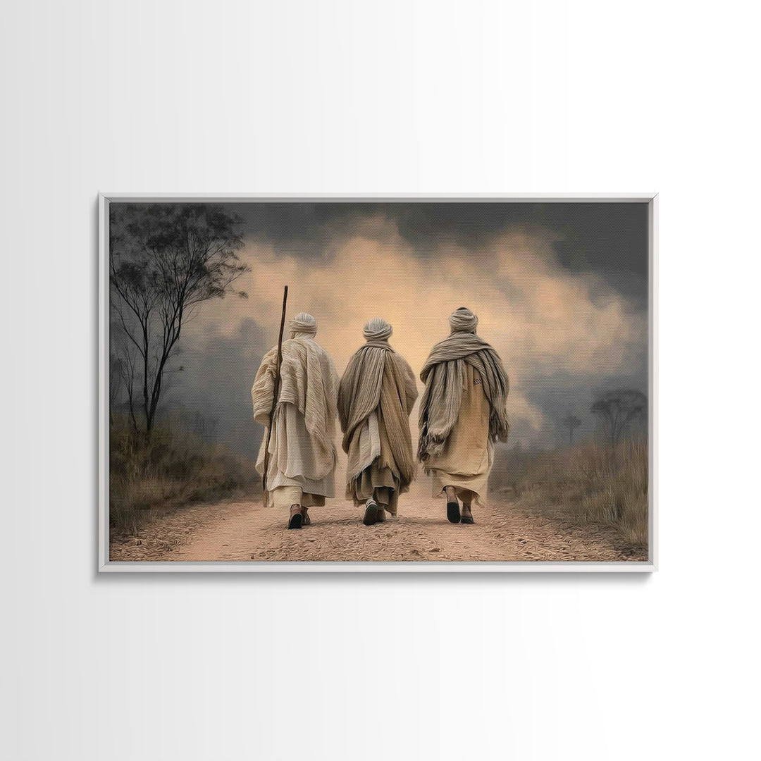 Pilgrims Of Faith, Framed Canvas Print, Christian Wall Art, Christian Art Canvas, Jesus Painting, Moody Christian Art, Christian Gift Ideas