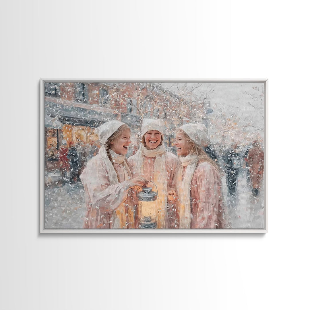 Lantern Joy – Framed Canvas Print – Christmas Art Prints – Christian Christmas Art – Christmas Wall Art – Christmas Art Canvas – Christian