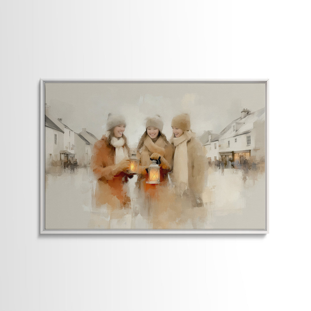 Winter Lantern Light | Framed Canvas Print | Christmas Art Prints | Christian Christmas Art | Christmas Wall Art | Christmas Art Canvas | H